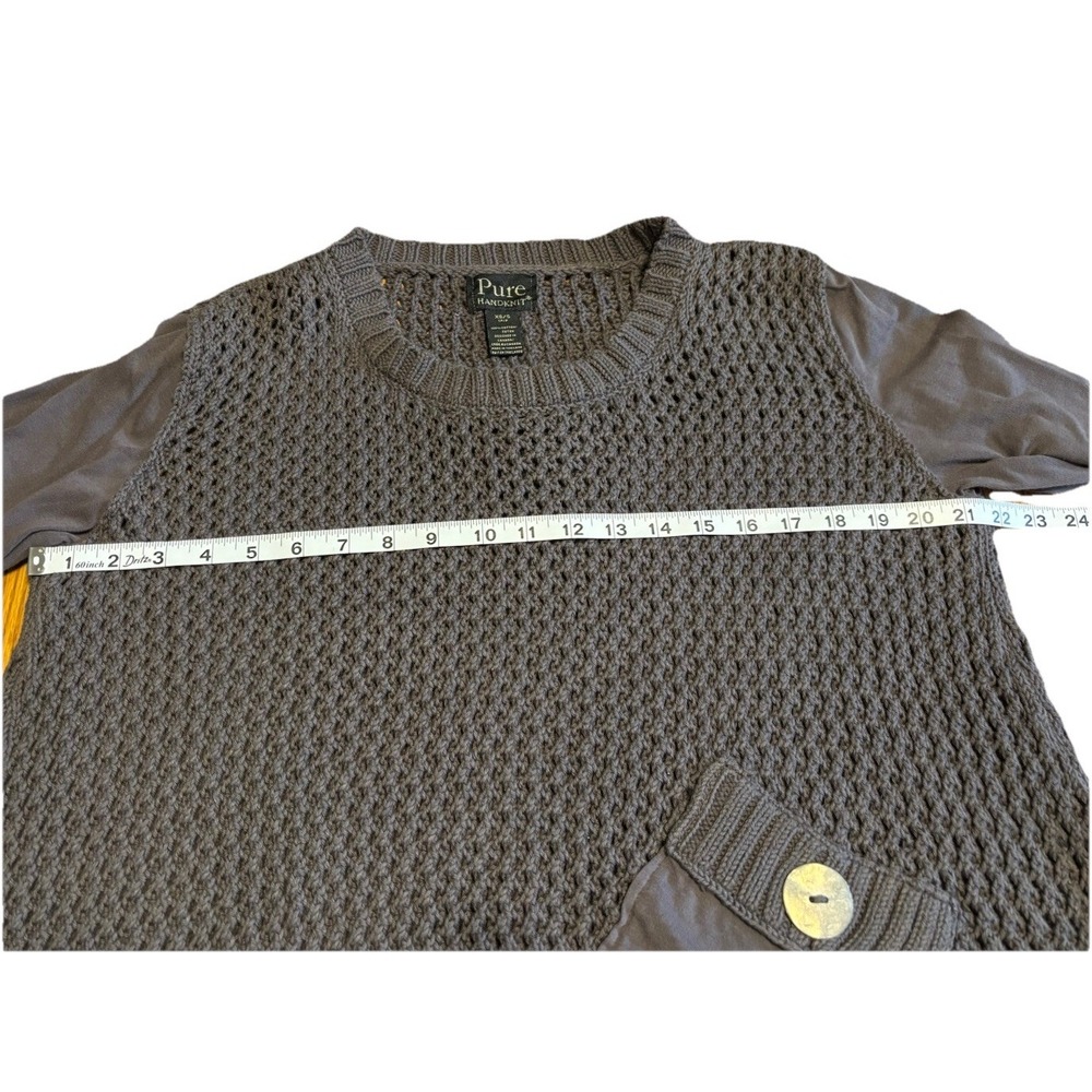 Pure Handknit Women's Oversized Grey Mixed Media Chunky Knit Pocket Sweater XS - Picture 9 of 13